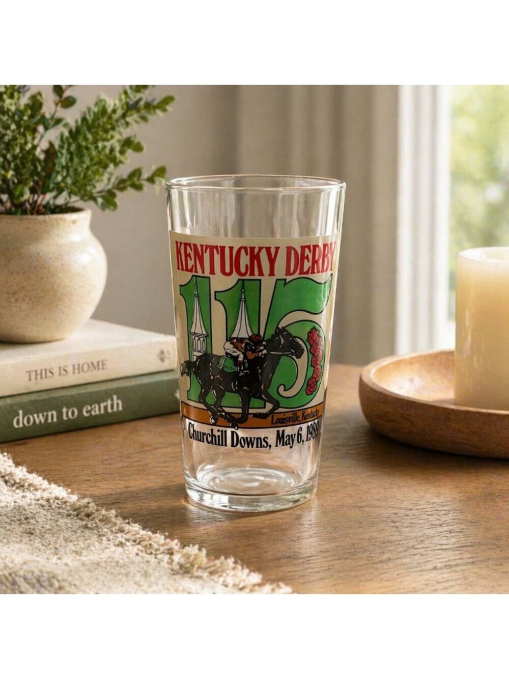 Kentucky Derby 115 Official 1989 Glass Churchill Downs Horse Racing Collectible